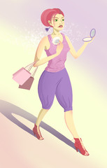 Obraz na płótnie Canvas Young woman on shopping