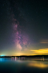 The center of the Milky Way above the Lake Constance as seen from the peninsula Mettnau at...