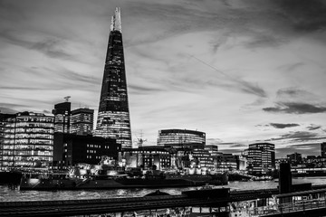 The famous Shard Tower in London in the evening - LONDON / GREAT BRITAIN - DECEMBER 6, 2017