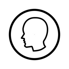 Head icon in circle - vector iconic design