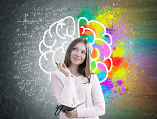 Woman with a planner, colorful brain sketch © ImageFlow