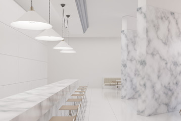 White marble dinner interior