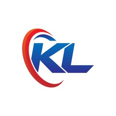 modern dynamic vector initial letters logo kb with circle swoosh red blue
