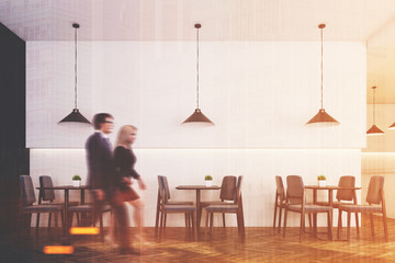 Fototapeta premium Gray chair cafe interior, people
