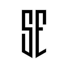 Obraz premium initial letters logo sf black monogram pentagon shield shape