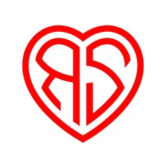 initial letters logo rs red monogram heart love shape