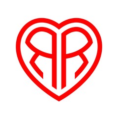 initial letters logo rr red monogram heart love shape