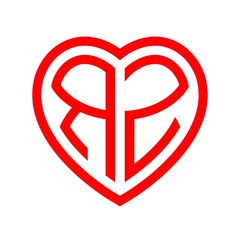initial letters logo rz red monogram heart love shape