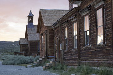 Sunset over Methodist Church, Bodie, California