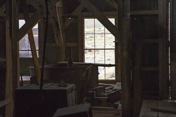 Fototapeta na wymiar Inside Stamp Mill, Bodie, California