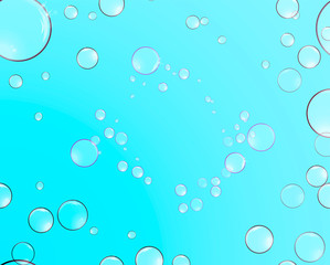 Soap bubbles with reflections on a blue background