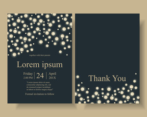 Firefly String light with Very dark blue Background on Wedding invitation card.For the Newlyweds. Can be used Bridal Shower,birthday card,Brochure ETC.Vector/Illustration