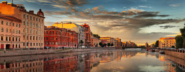 Decline panorama on Fontanka in St. Petersburg