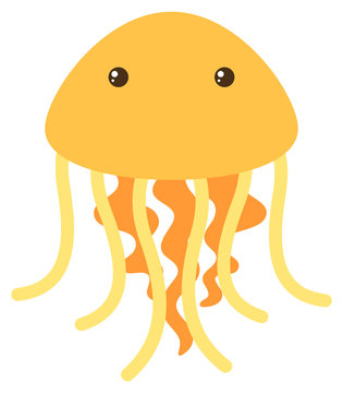 Yellow jellyfish on white background
