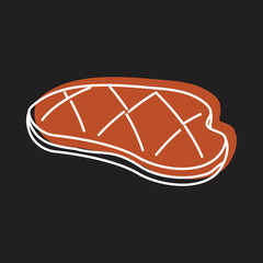 Meat steak grill in line with color silhouette style icon vector illustration for design