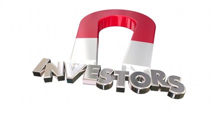 Investors Magnet Attracting Funding Letters Word 3d Animation