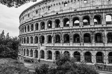 The famous Colosseum in Rome - Colisseo - a huge tourist attraction in the city