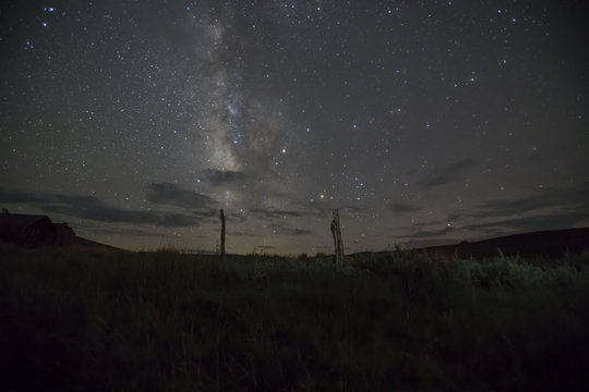 Fence posts against Milky Way