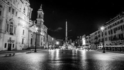 Beautiful Piazza Navona in Roma - the Navona Square is a tourist attraction