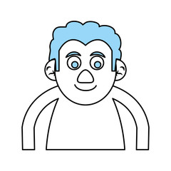 Flat line monocromatic old man  over white background vector illustration