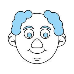 Flat line monocromatic old man head over white background vector illustation