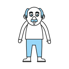 Flat line monocromatic old man over white background vector illustration