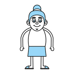 Flat line monocromatic old woman over white background vector illustration