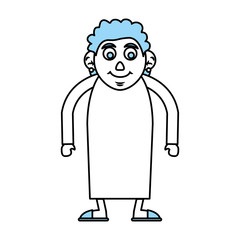 Flat line monocromatic old woman over white background vector illustration