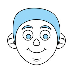 Flat line monocromatic old man head over white background vector illustration