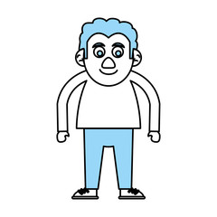 Flat line monocromatic old man over white background vector illustration