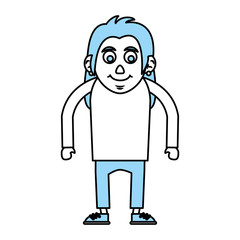 Flat line monocromatic old man over white background vector illustration