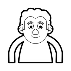 Flat line uncolored old ma over white background vector illustration