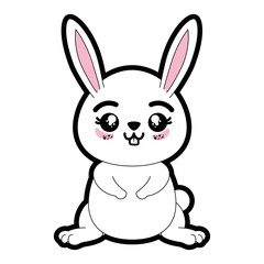 Fototapeta na wymiar kawaii rabbit animal icon over white background colorful design vector illustration