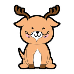 kawaii deer animal icon over white background colorful design vector illustration