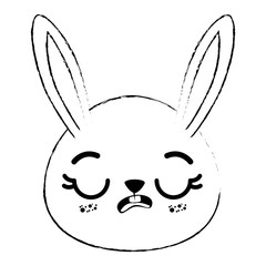 kawaii rabbit animal icon over white background vector illustration