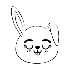 kawaii rabbit animal icon over white background vector illustration