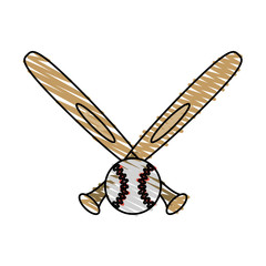 Colorful baseball bat doodle over white background vector illustration