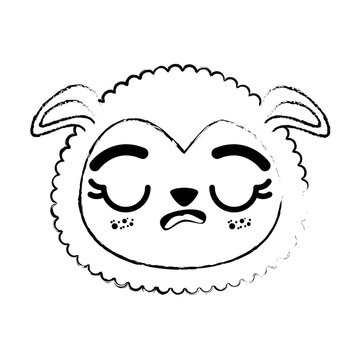 kawaii sheep animal icon over white background vector illustration