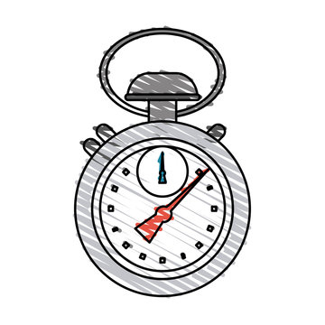 Colorful stopwatch doodle over white background vector illustration