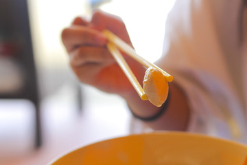 noodles in chopsticks