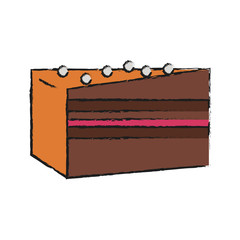 Colorful piece of cake doodle over white background vector illustration