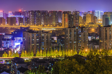 Fototapeta na wymiar Hangzhou beautiful city night view and skyline