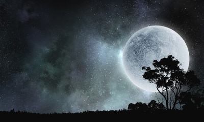 Fototapeta na wymiar Full moon in sky