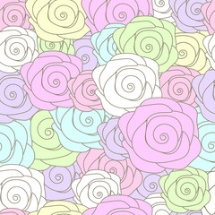 Beautiful rose seamless pattern in pastel color.