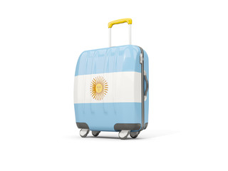 Luggage with flag of argentina. Suitcase isolated on white
