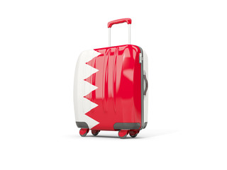 Luggage with flag of bahrain. Suitcase isolated on white