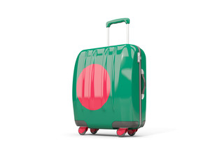 Luggage with flag of bangladesh. Suitcase isolated on white