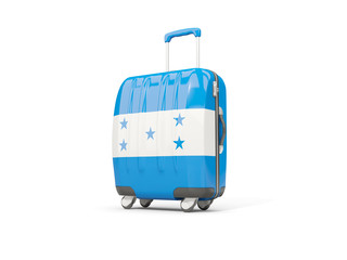 Luggage with flag of honduras. Suitcase isolated on white