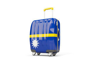 Luggage with flag of nauru. Suitcase isolated on white