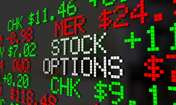 Stock Options Shares Benefits Ticker 3d Illustration